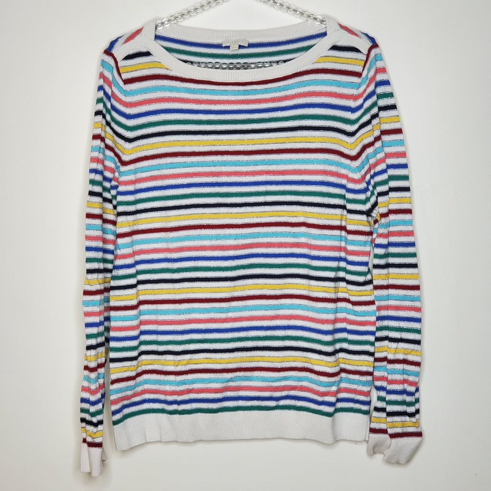 Euc Talbots Rainbow Striped Pullover Sweater - image 1